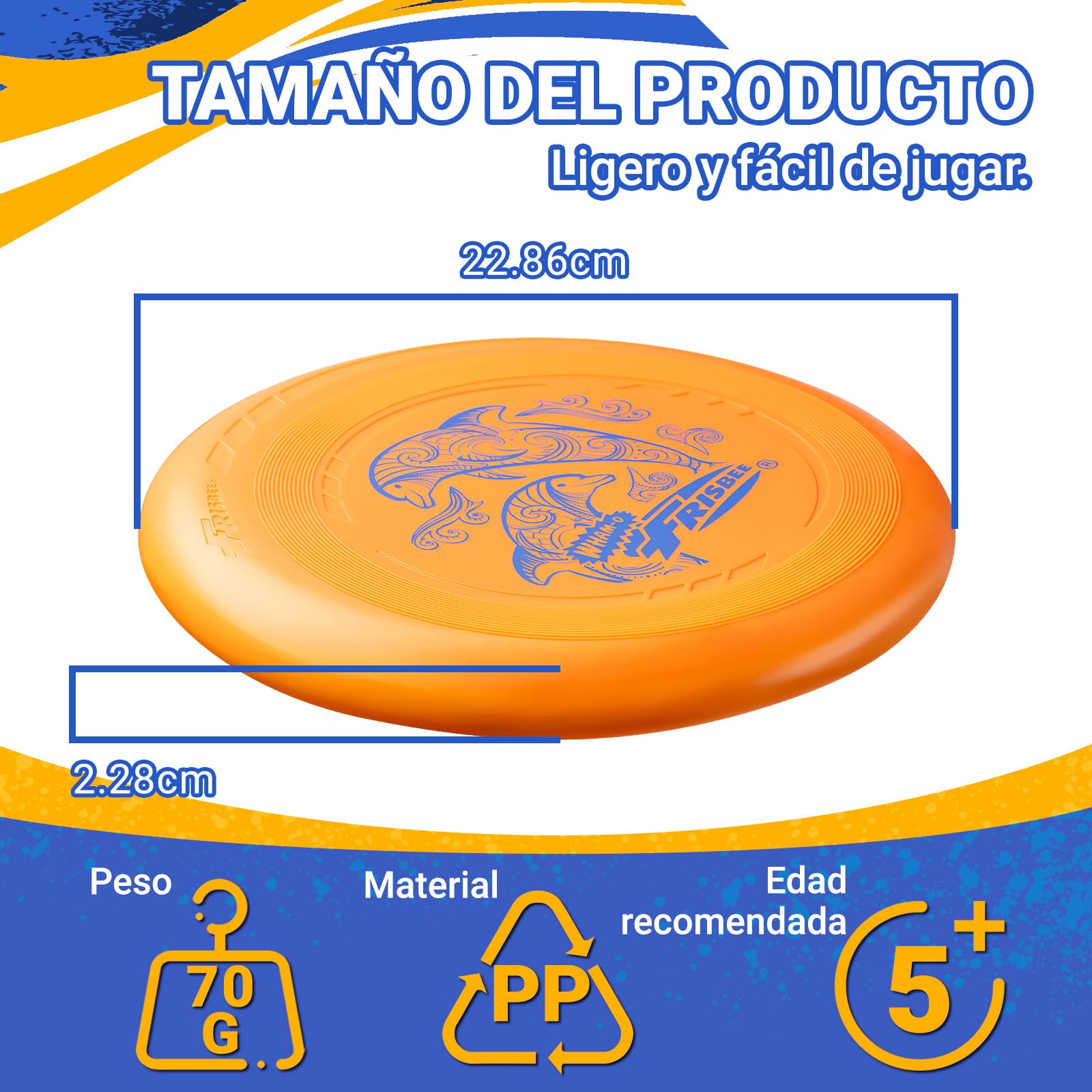 Wham-O Frisbee Go Disco Volador, 22.86cm Juguete Ligero para Principiantes Niños Niñas de 5+ Años para Exteriores Playa Parque Patio - 70g