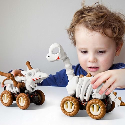 Miniatura 7 de iPlay, iLearn Juguete de camión de dinosaurio para niños pequeños, auto monstruo de dinosaurio para niños de 1-3, 2-4 años, juego de vehículos