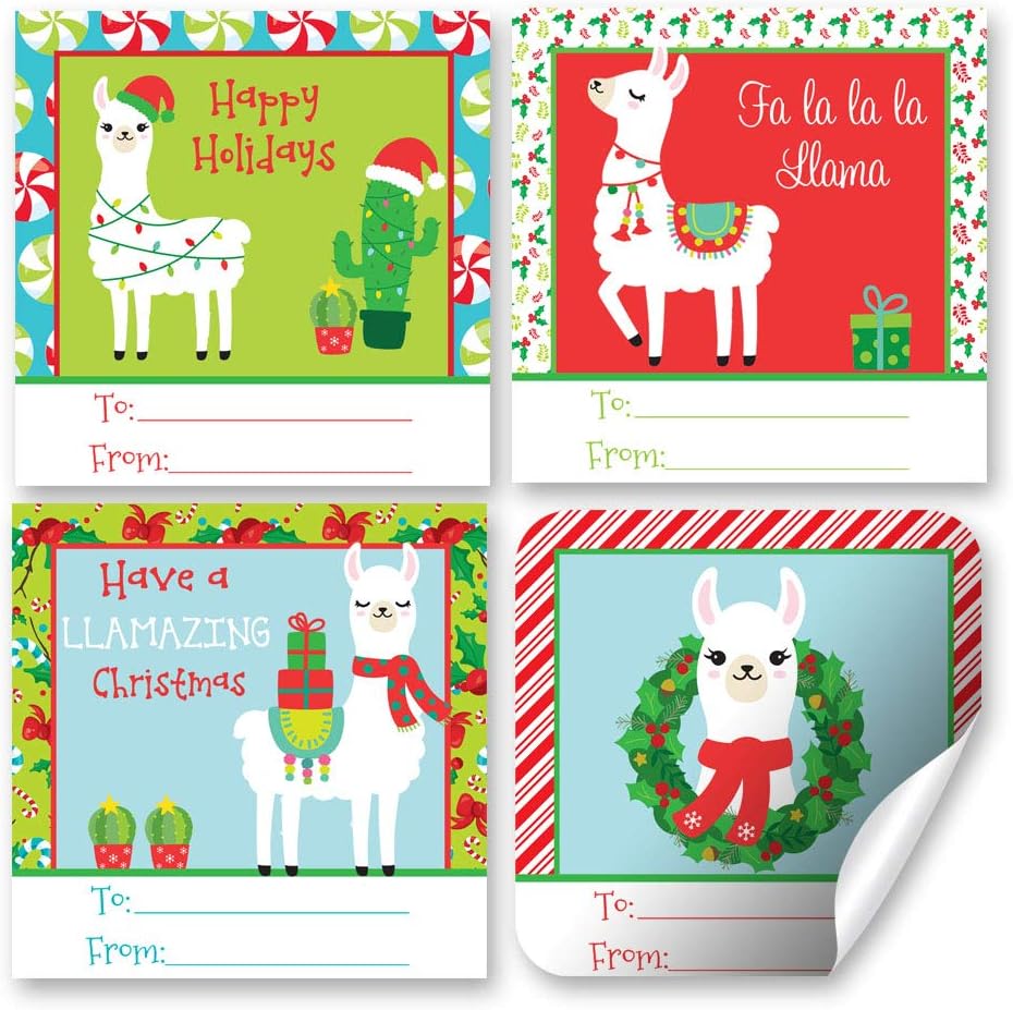 Llama Themed Christmas Tag Present Labels, Set of 12 Square 2.5 Inch Gift  Tag Stickers by AmandaCreation