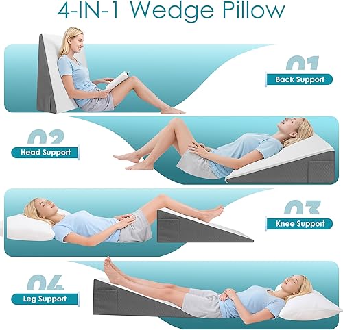Miniatura 2 de Almohada de cuña, almohada de cuña de cama de 8 pulgadas para dormir y descansar, almohada inclinada de espuma viscoelástica refrescante para