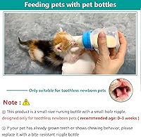 Vista 3 de Juego de biberón y jeringa para mascotas para cachorros y gatitos (1 botella, 2 jeringas, 6 pezones), azul