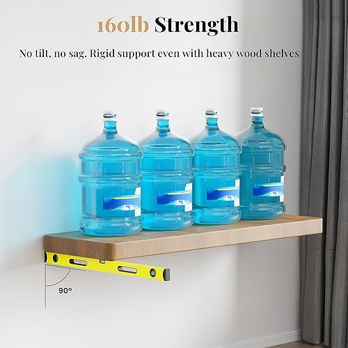 Miniatura 5 de 8 piezas de soportes de estante de pared resistentes para estantes flotantes ocultos, invisibles, negros, soportes de estante decorativos para