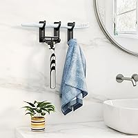 Vista 3 de pickpiff - Ganchos adhesivos de pared para abrigos - Colgador resistente de puerta, gancho de metal para colgar toalla, bolso, bata, mochila, Negro