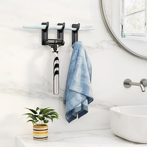 Miniatura 6 de pickpiff Ganchos adhesivos de pared para colgar en la puerta, gancho de metal negro para colgar toallas, bolso, bata, mochila, chaqueta, ropa, para