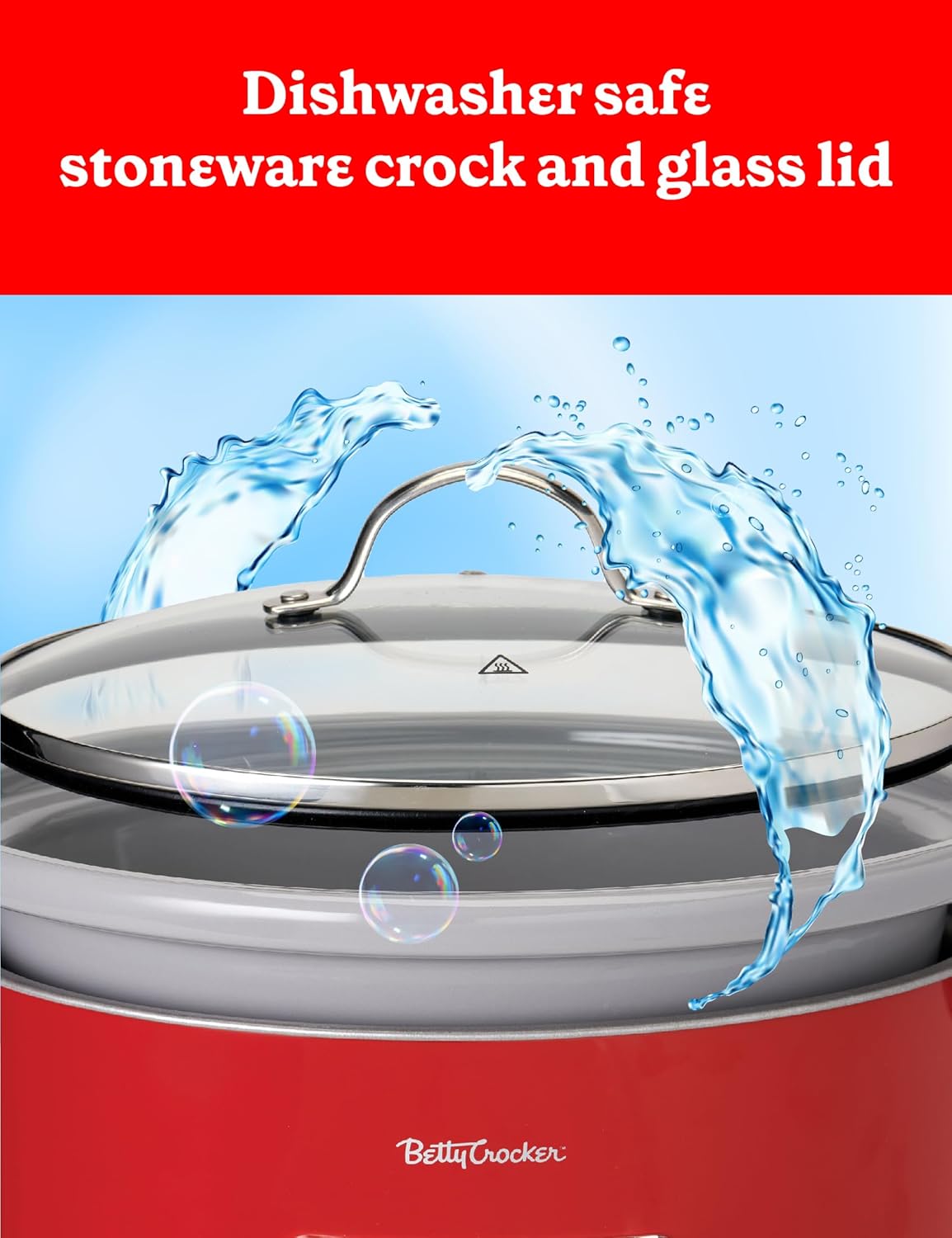 Betty Crocker 6-Quart Oval Digital Slow Cooker, Programmable Crock Pot Up to 20 Hours, Electric Cooking Pot with LCD Digital Display, Removable Stoneware Crock Liner, Betty Crocker Cookbook,Red