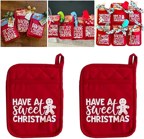 Miniatura 8 de Kit de hornear para ollas de Navidad, soportes para ollas de Navidad con bolsillos, adornos de guantes de horno de Navidad, paquete de galletas para