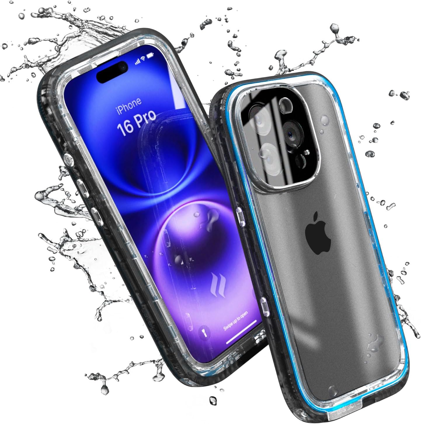 Catalyst Total Protection Case for iPhone 16 Pro - 5X More Waterproof Case for iPhone 16 Pro, Drop Proof with 9H Scratch Resistant Screen Protector, Wireless Charging, Clearer Audio Black