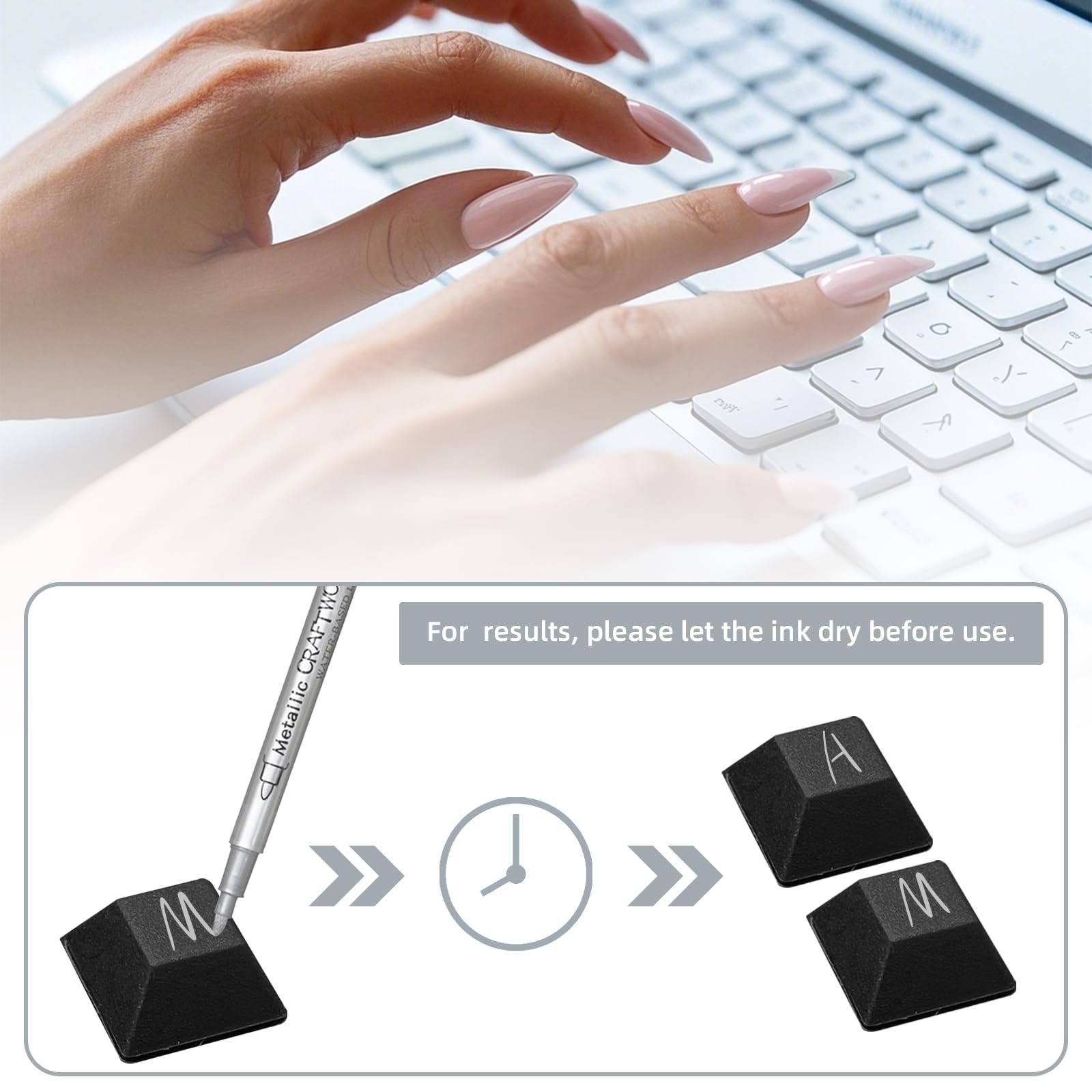 70 Silikon Tastaturaufkleber Für Lange Nägel - Wiederverwendbar & Schützend