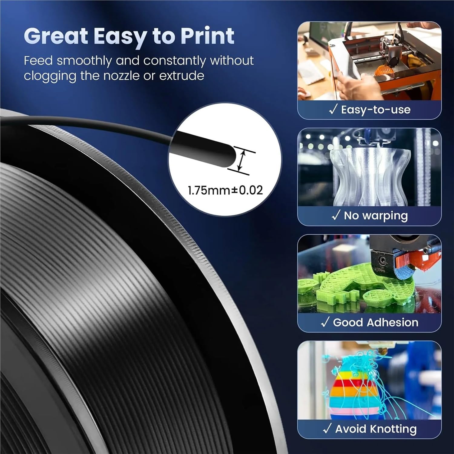 5KG Pla Plus Silk 3D Filament 1.75mm Shiny Silk Texture High Toughness 3D Printing Filaments for 3D Printer(5KG Silk White)
