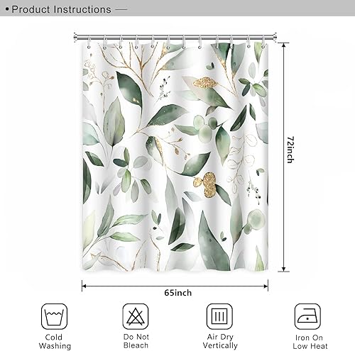 Miniatura 231 de Cortina de ducha de baño con temática de dinosaurio, cortina de ducha de hojas tropicales de dinosaurio verde con ganchos, cortina de ducha de tela