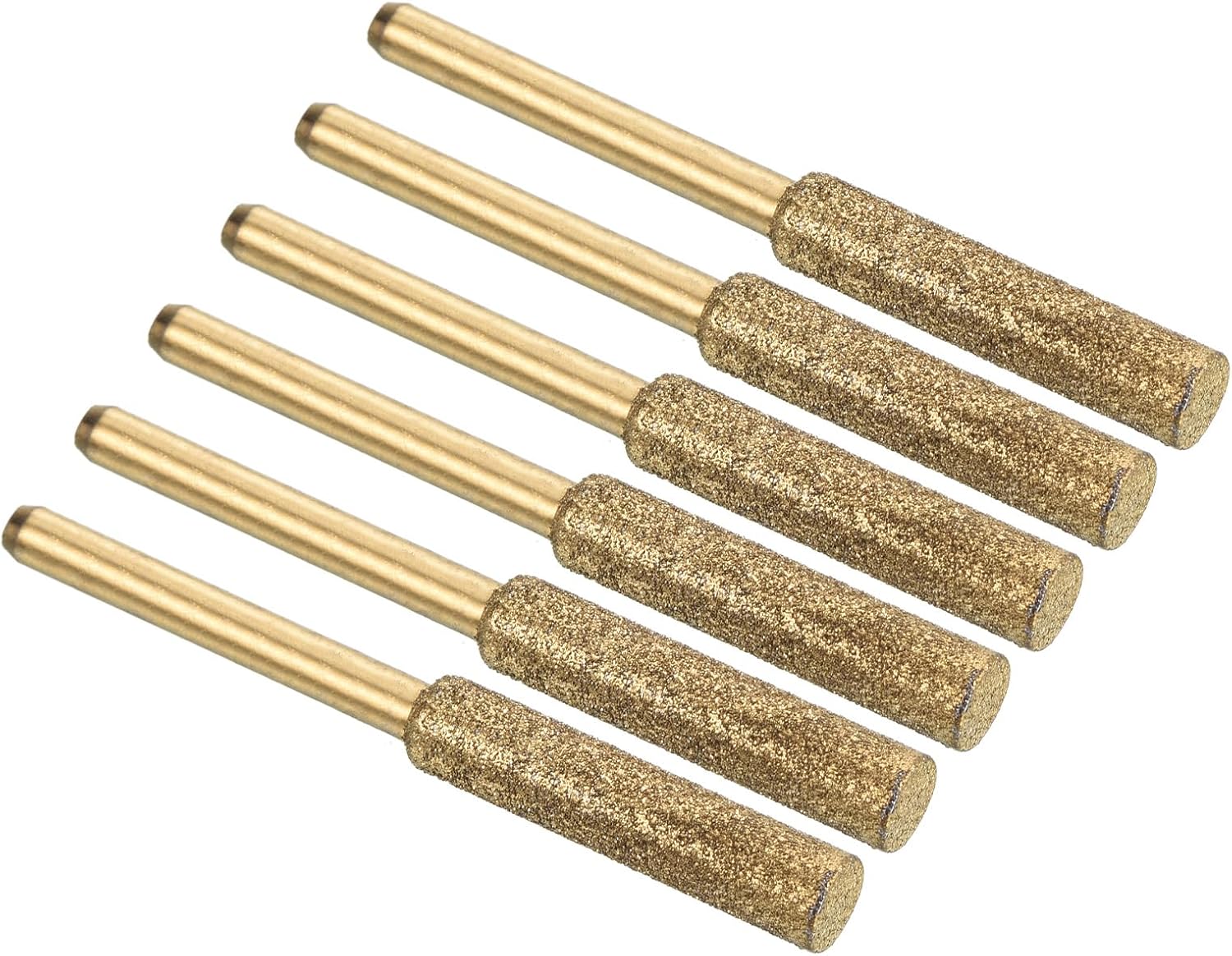 PATIKIL 3/16 Inch Diamond Chainsaw Sharpener, 6 Pack Titanium Plating Sharpening Stone Polishing Grinding File Tool, Golden