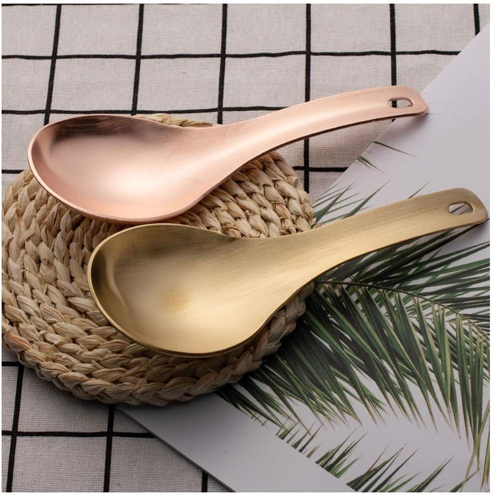 Spoon Table Spoons Large Capacity Thickened Hot Pot Spoon Household Kitchen Tool Soup Spoon Brass Red Copper Two-Piece Chinese Soup Spoon for Home, Kitchen Or Restaurant