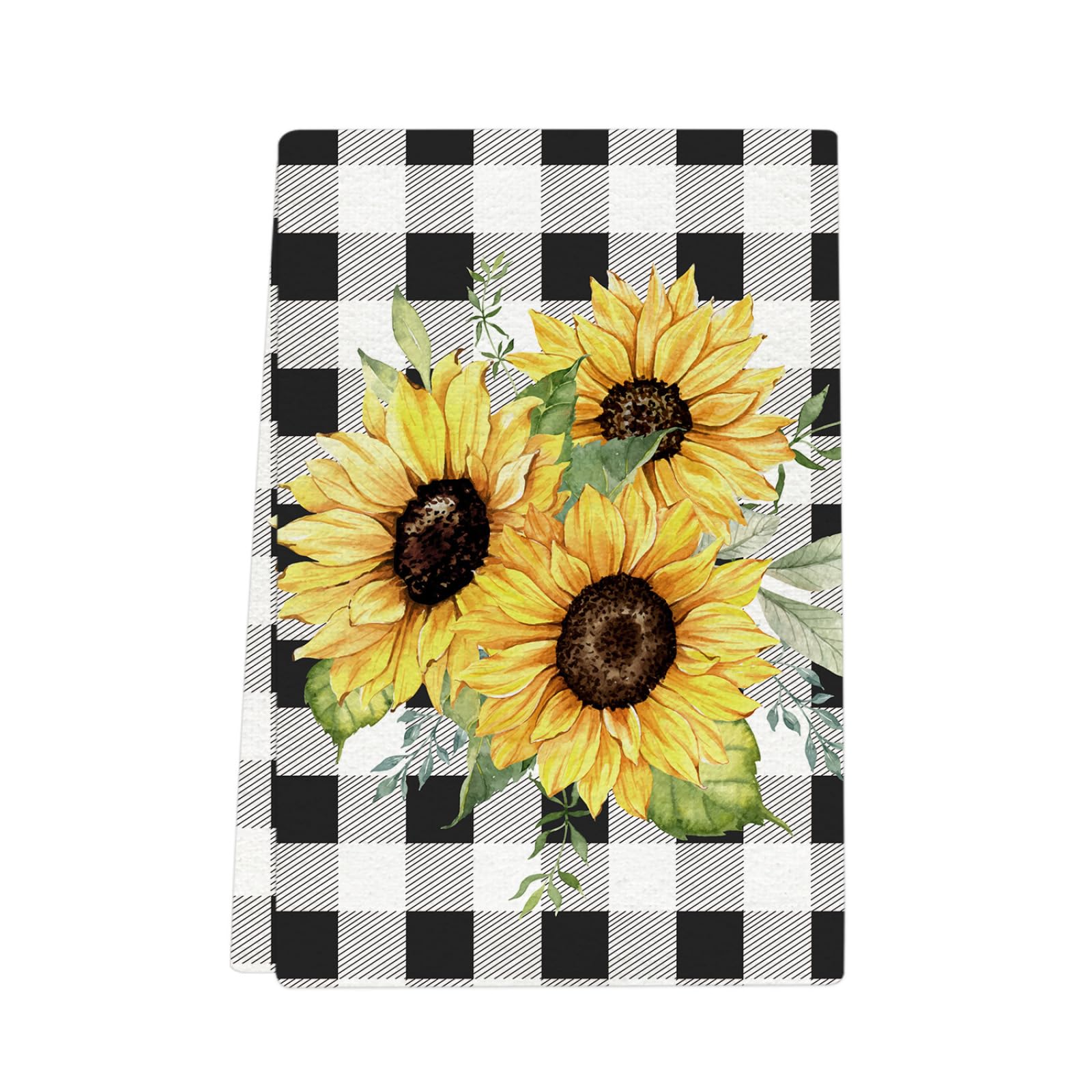 Paños de Cocina Grille Amarilla Girasol Trapos Cocina Suaves Lavable Poliéster Secado Rápido Reutilizables para Baño Barra Restaurante Picnic etc Toallas de Limpieza 4 Piezas (40x60 cm)