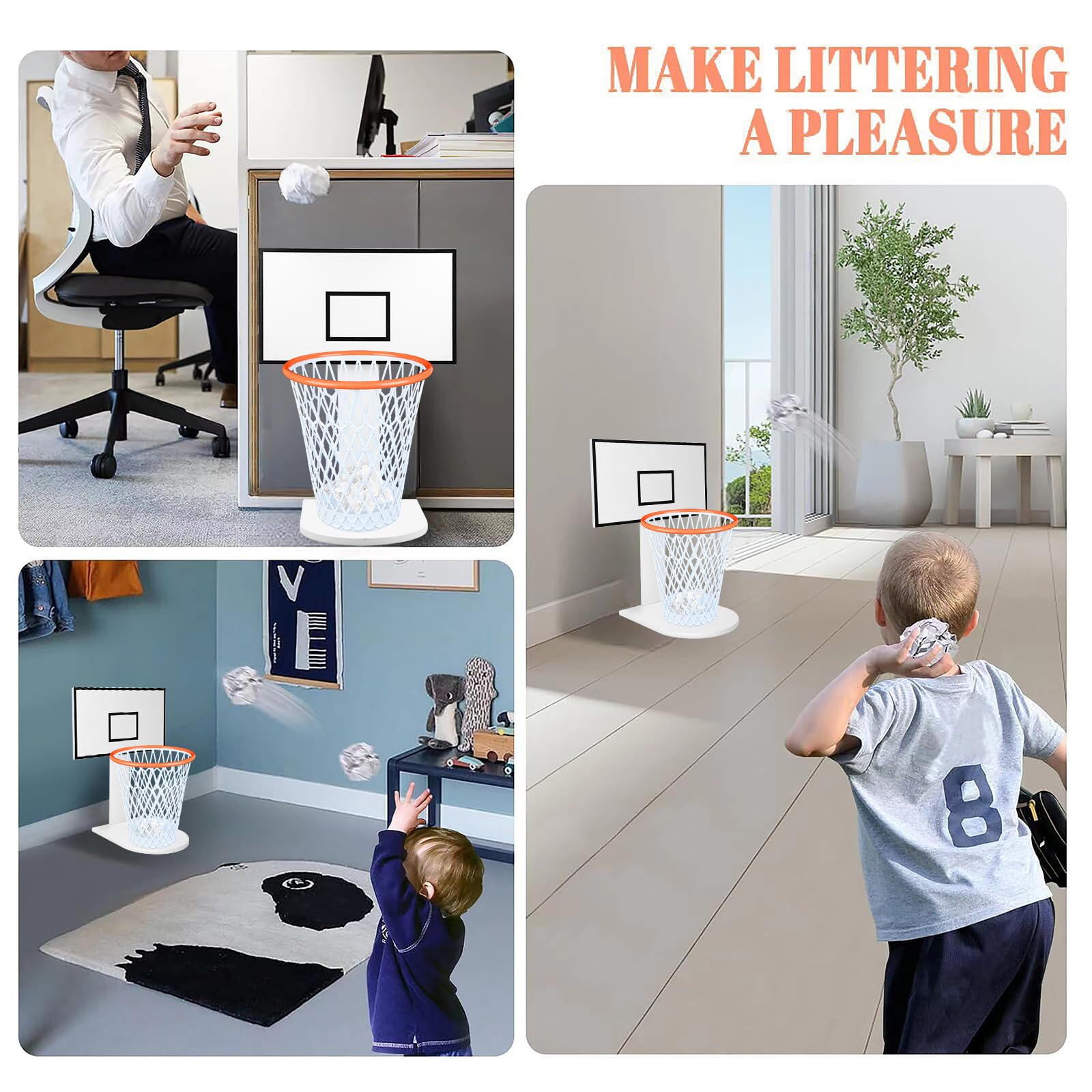 Cestini per la Carta,Cestino per Cameretta,Canestro Basket Pattumiera con Legno Tabellone,Cestini per la Carta per Casa,Camerette per Bambini,Camera da Letto,Ufficio,12L