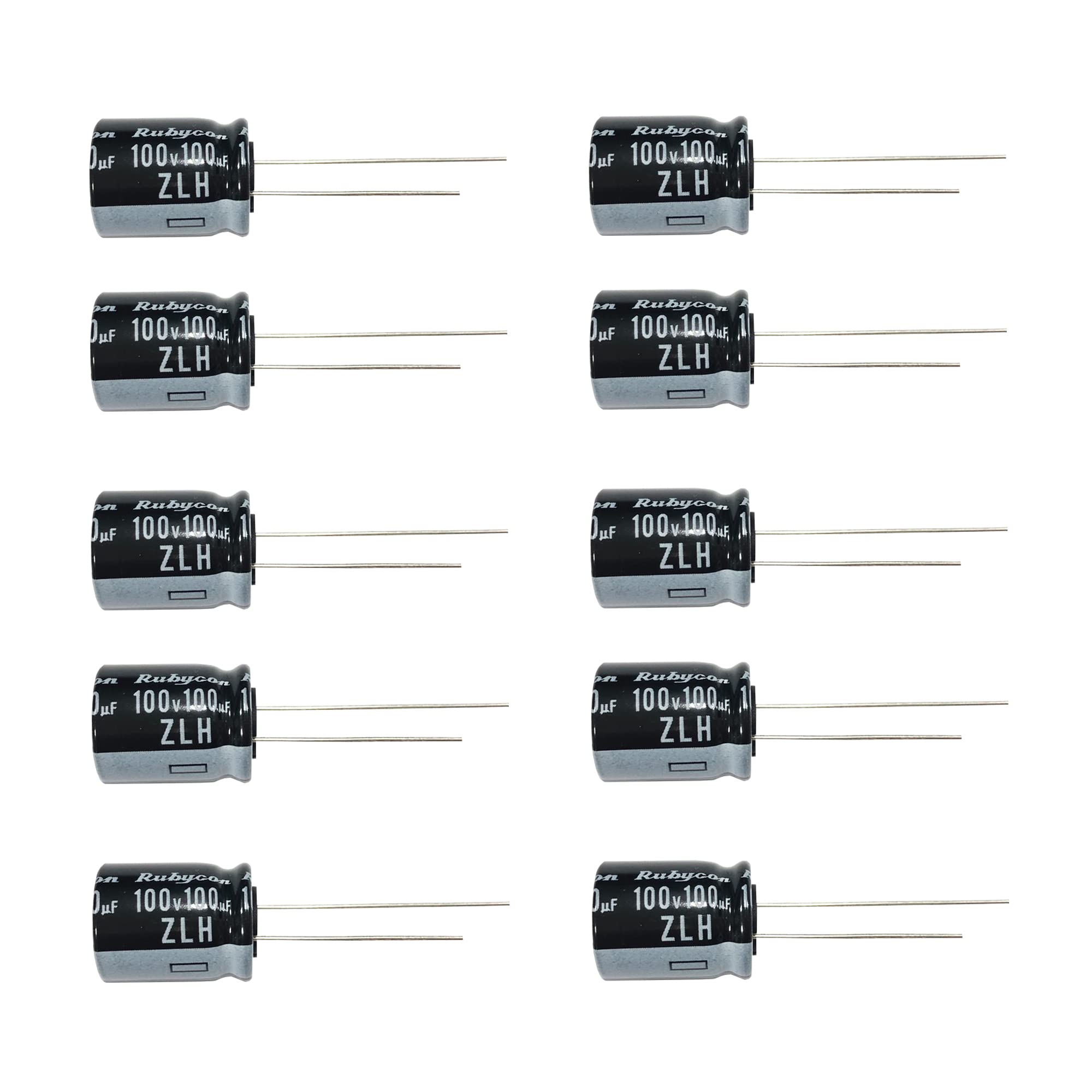 Rubycon 10PC ZLH 100V 100uF 12.5×16mm Aluminum Electronic Capacitors, 100V Capacitors, 100uF Capacitors