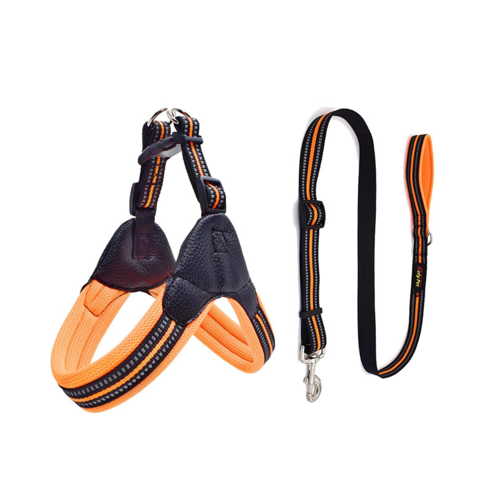 Atmungsaktiver Nylon-Netz-Hunde-Sicherheitsgurt, reflektierend, verstellbar, für Hunde und Haustiere, Halsband, Leine, Hundezubehör, Größe S, Orange