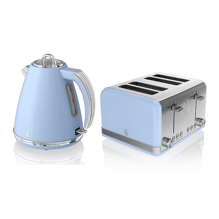Buy Swan, STP7041BLN, Retro 1.5L Jug Kettle & 4 Slice Toaster