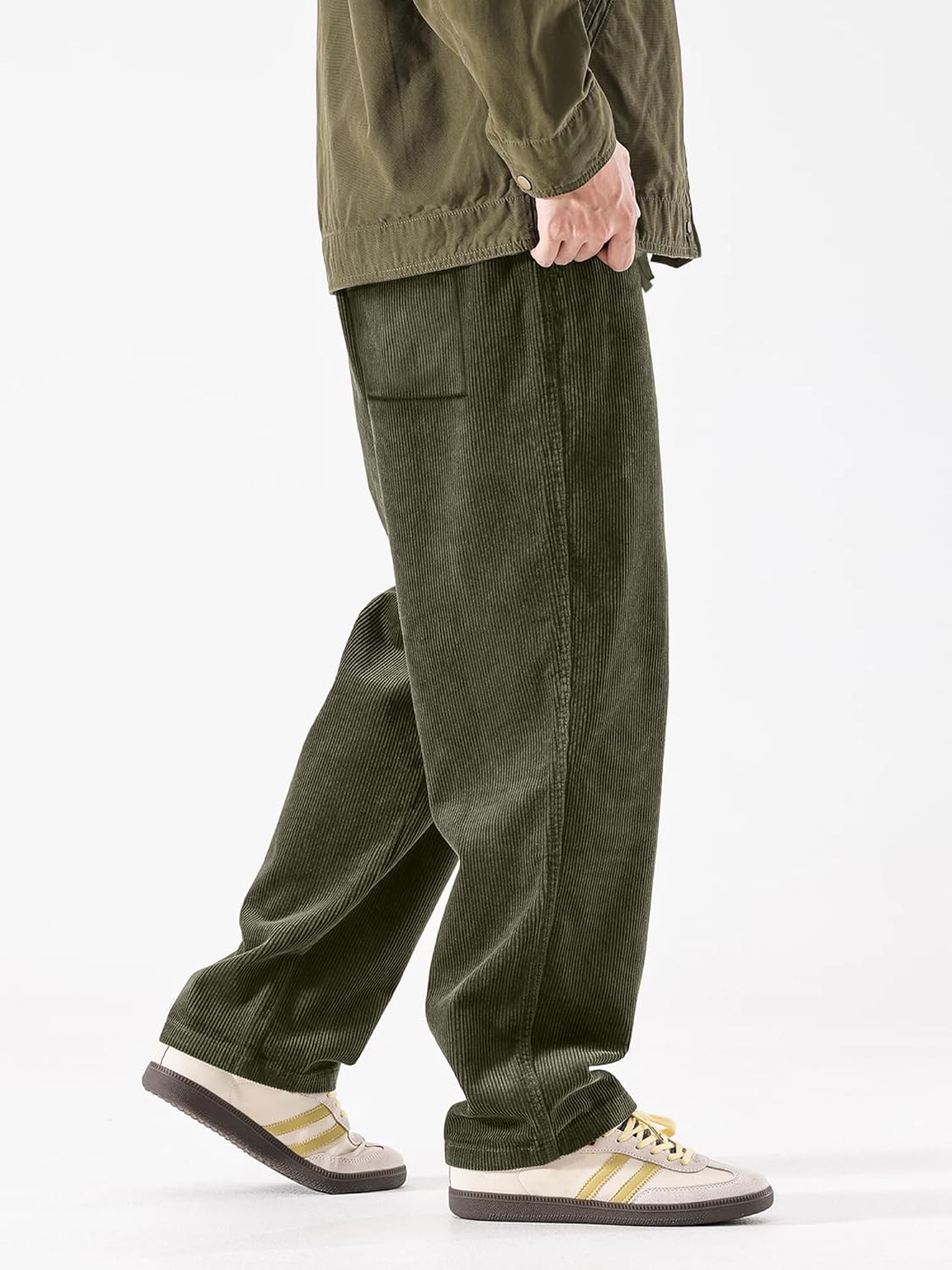 PLEPAN Mens Corduroy Pants Baggy Wide Leg Casual Elastic Waist Drawstring Loose Fit Sweatpants - Image 6