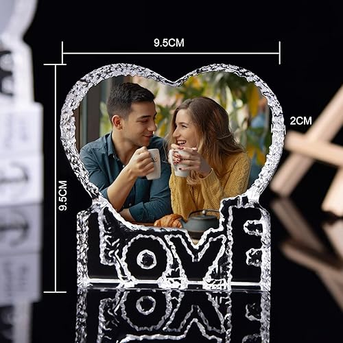 Miniatura 2 de Adorno de cristal de foto personalizable, marco de fotos personalizado en forma de corazón, cristal de foto personalizado, impresión de fotos UV,