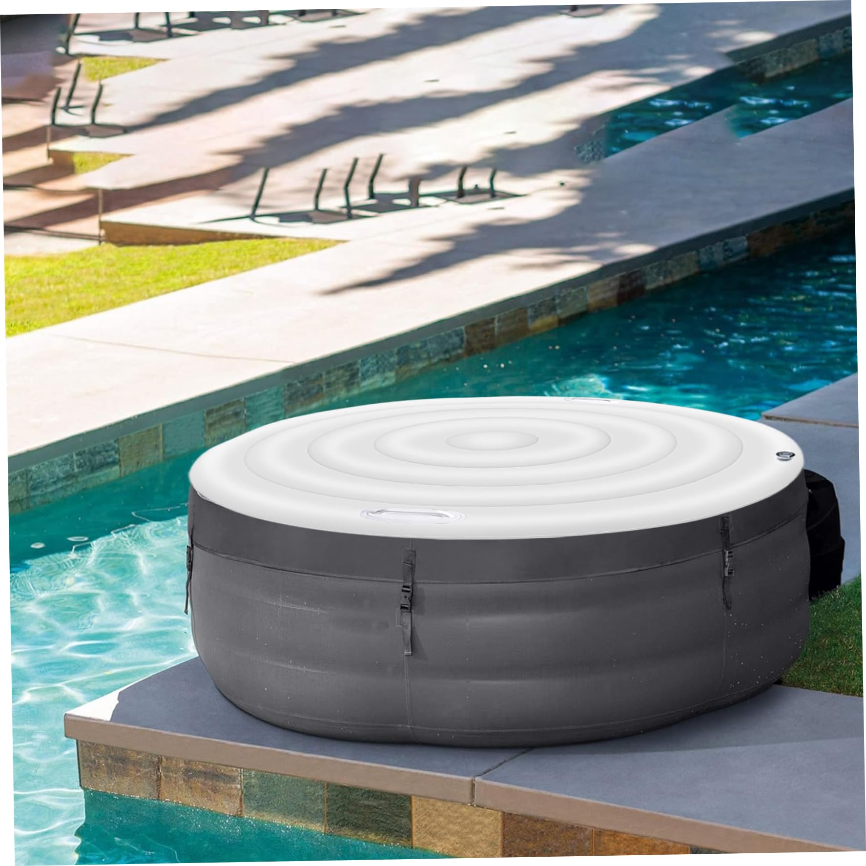 Housse de protection pour jacuzzi gonflable, 145 cm, isolée, coupe-vent et imperméable, housse ronde avec poignées, économie d'énergie pour spa