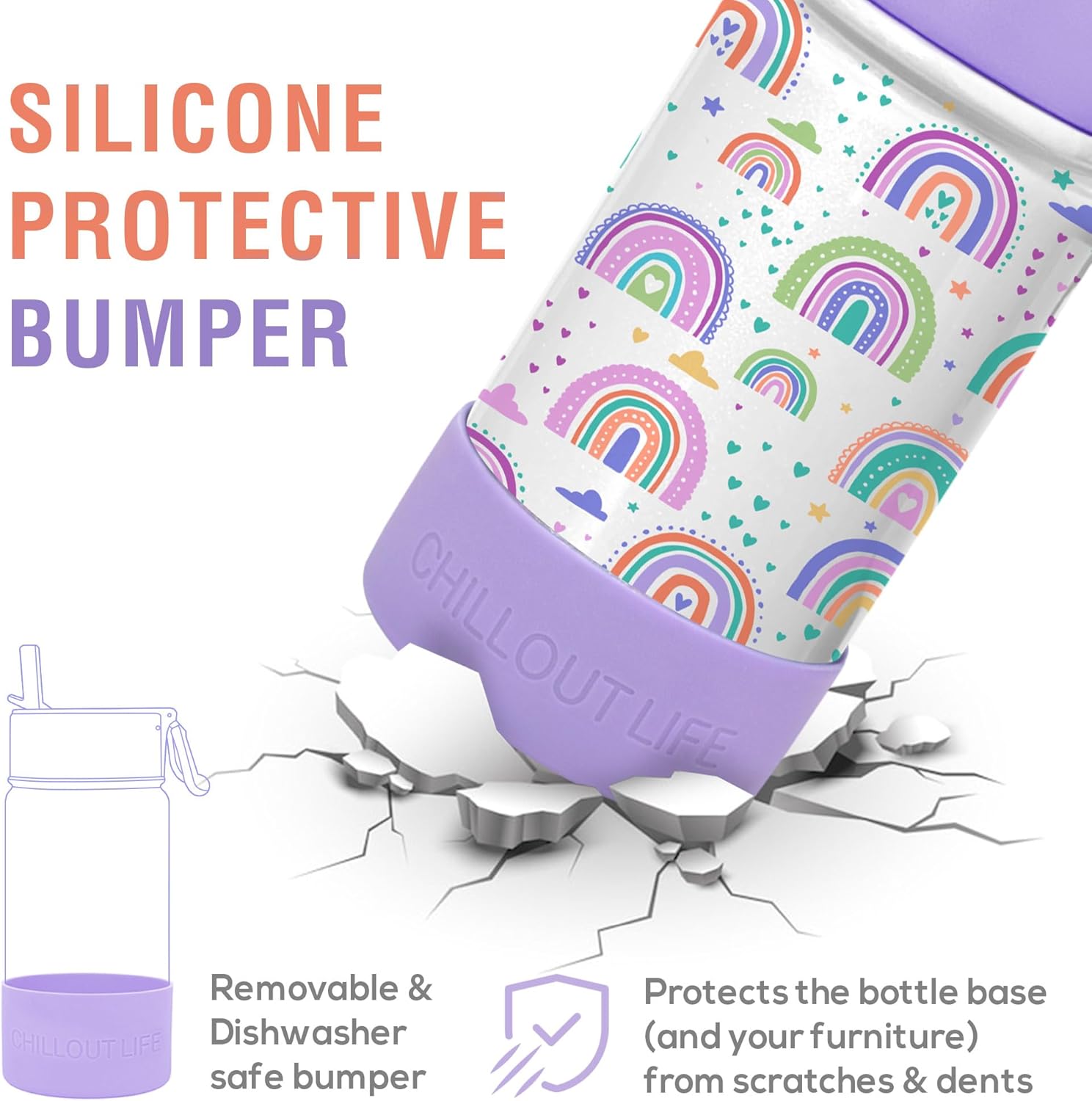 CHILLOUT LIFE 17 oz Kids Insulated Water Bottle for School with Straw Lid Leakproof and Cute Waterproof Stickers, Personalized Stainless Steel Thermos Flask Metal Water Bottle - Image 6