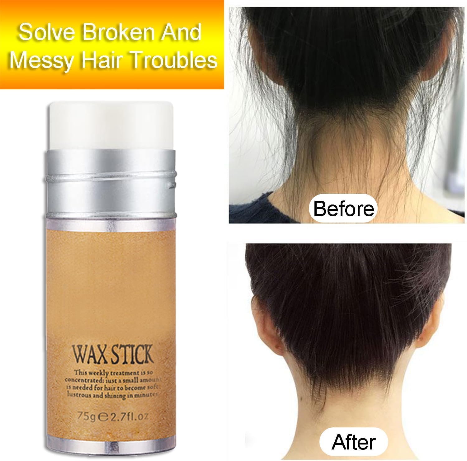 Barra de Cera para el Cabello 75 g, Pomada de peinado para pelucas, Para Hombres Y Mujeres Con Todos Cabello