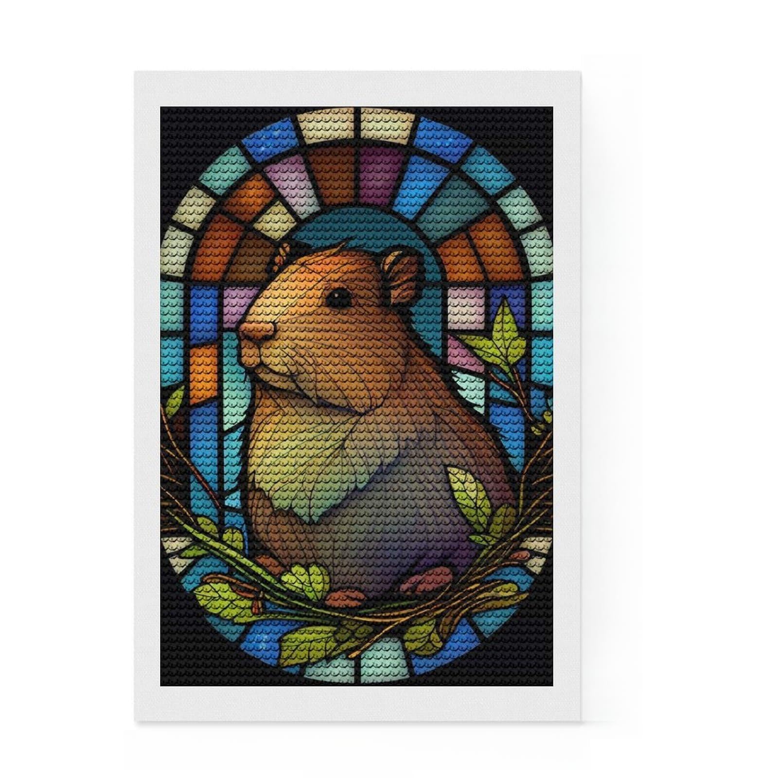 Junmoney Capybara Gift Capibara Diamond Art Kit 8"x12", Easy to Follow Symbols, Mindful Craft Activity, Bedroom Decor, Christmas Gift