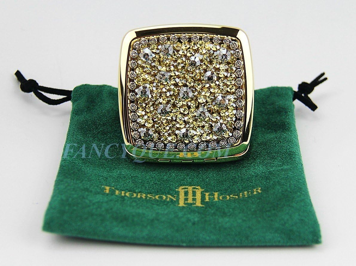 Thorson Hosier Compact Purse Mirror Square Golden Shadow Swarovski New USA Made