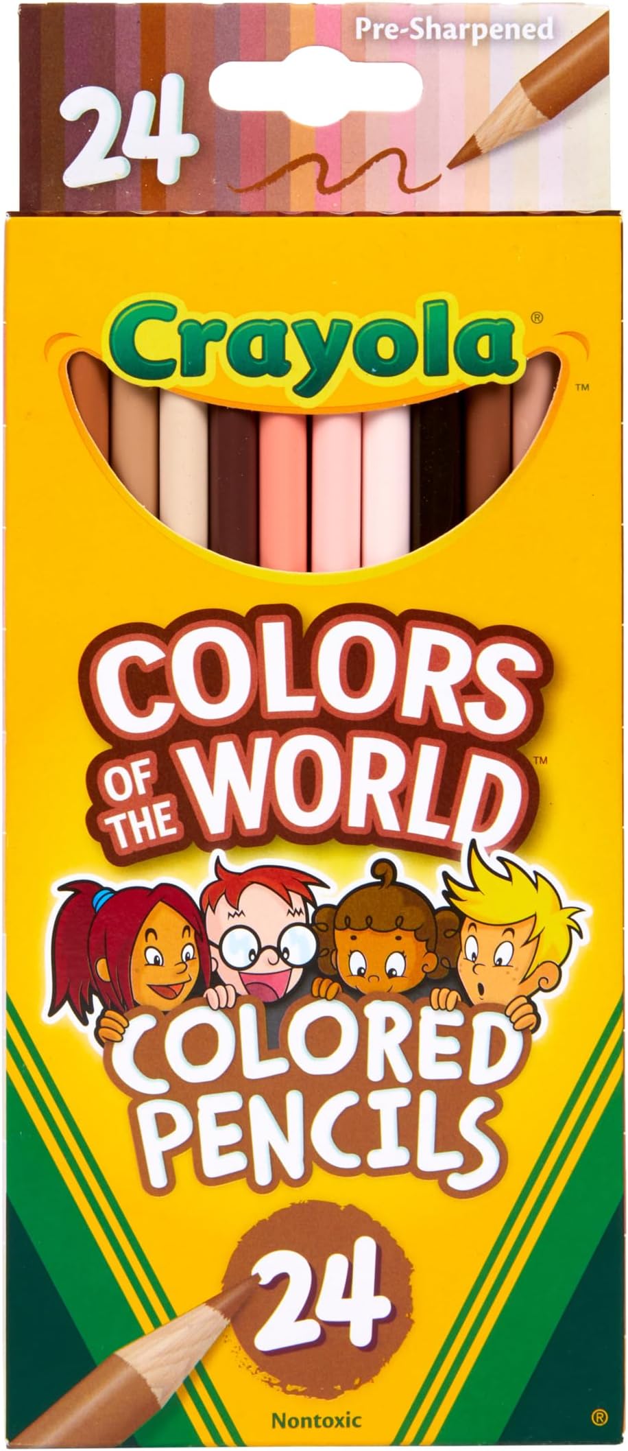 Colors of the World Colored Pencil Set (24ct), Skin Tone Colored Pencils for Kids, Coloring Book Pencils, Gifts for Kids