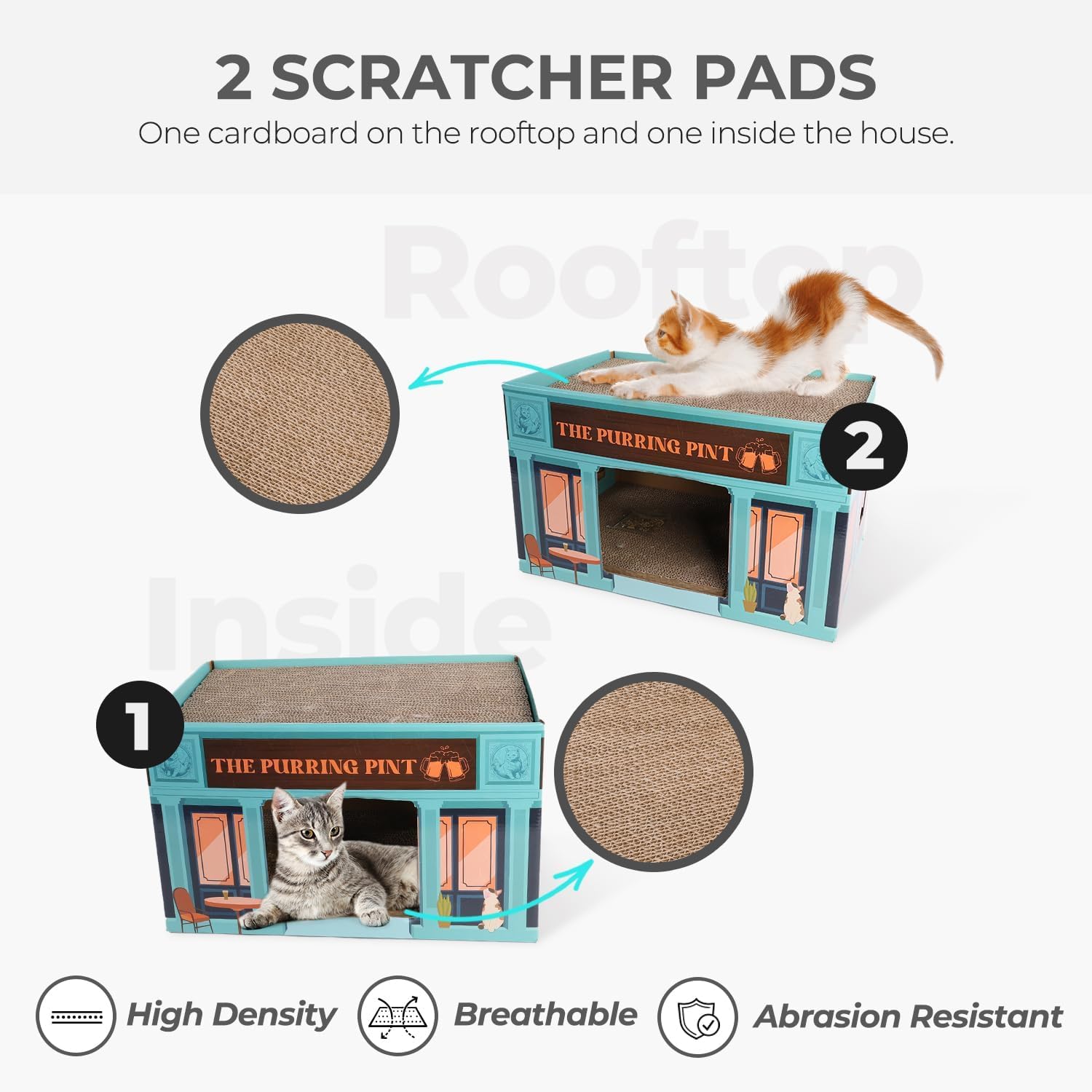 review ALL FOR PAWS Cat Scratcher Cardboard Cat House Foldable Kitten Bed 2 Tier Scratch House with Catnip for Multiple Cats