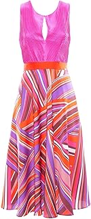 NENETTE Abito da Donna Fucsia e Arancio in Raso martellato Vestito in Fantasia