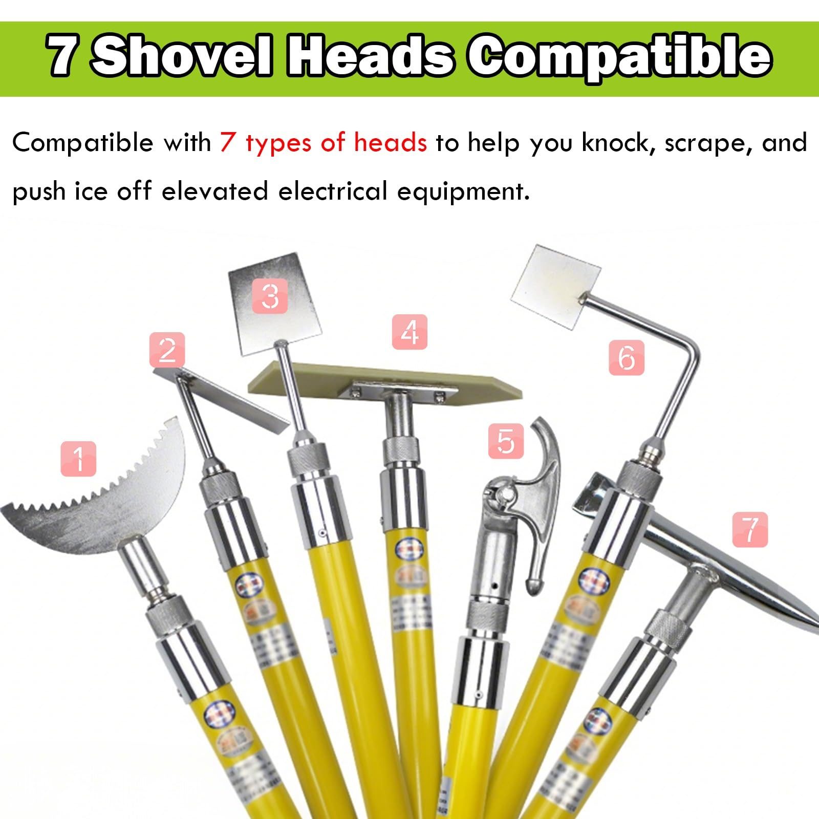 AMUFJJ rascador de Hielo Kit De Rascador Hielo Portátil con Aislamiento para Nieve, Palo Fibra Vidrio Extraíble 6 M, Herramienta para Eliminar, Y Escarcha, Equipo
