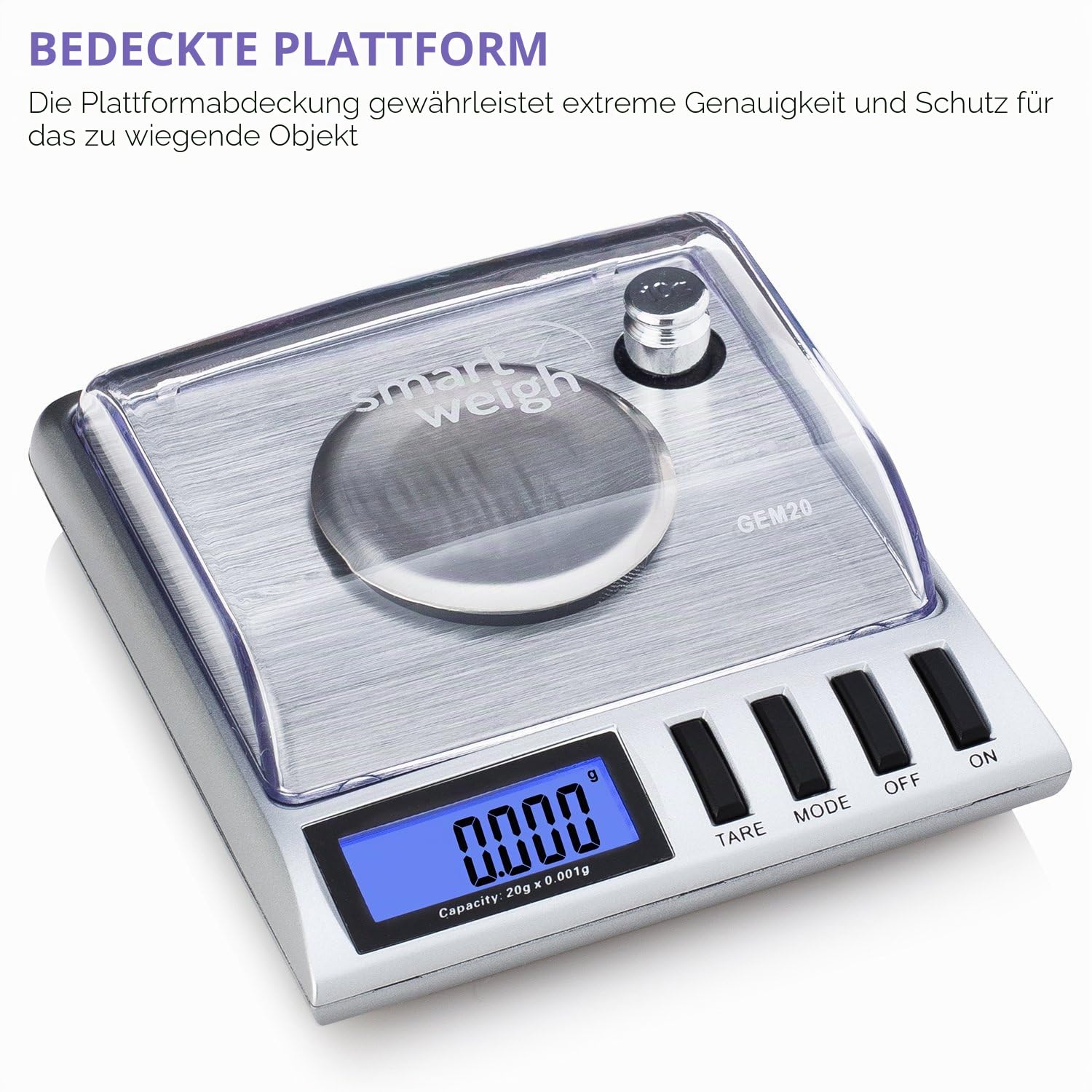 Smart Weigh Digitale Taschenwaage, Feinwaage, Goldwaage, 20 x 0,001 g, Mit Tara-Funktion, Kalibriergewichte Und Pinzette Sind Inbegriffen