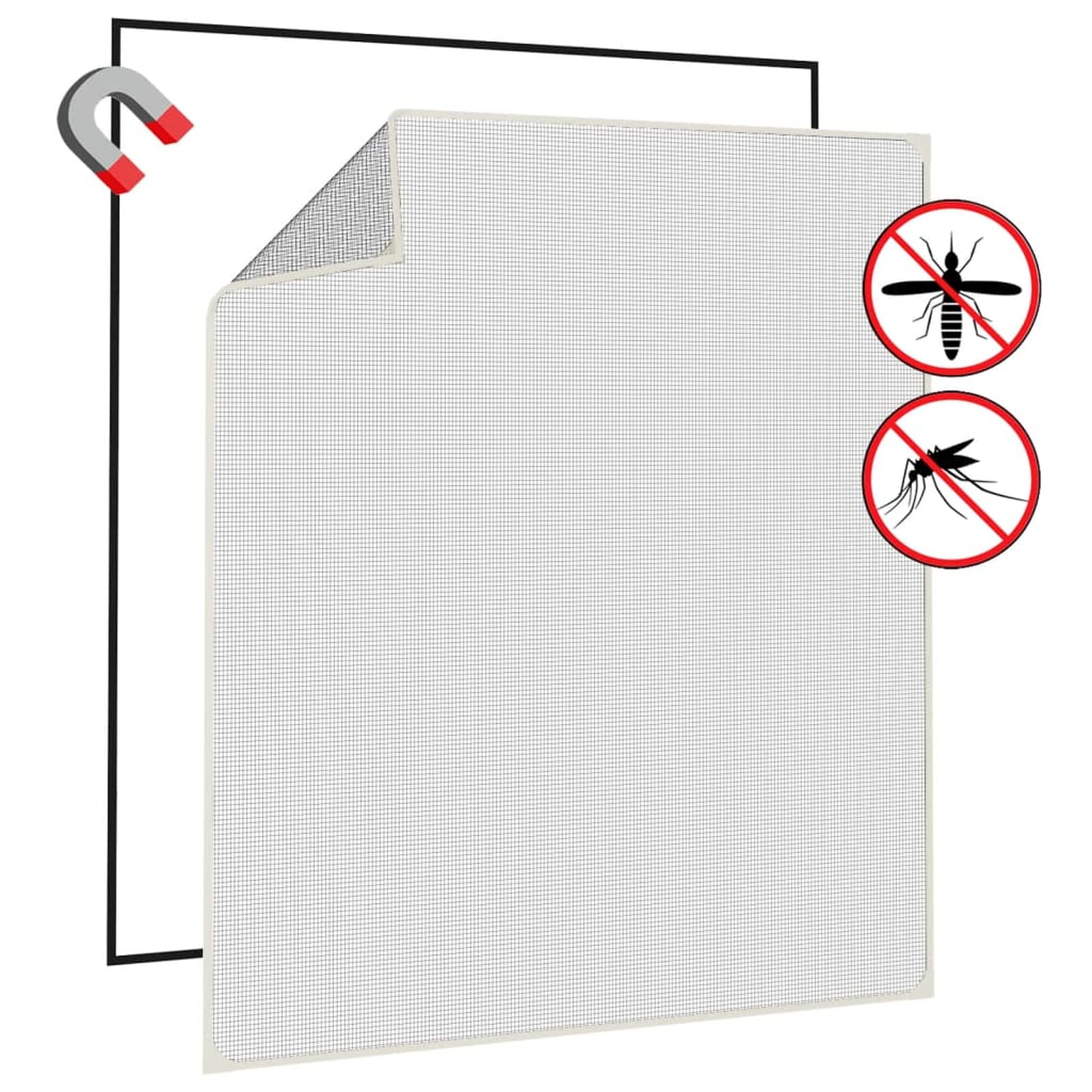 LAPOOH Magnet-Insektenschutz für Fenster, Fliegengitter Fenster, Fliegenschutz Fenster, Pollenschutzgitter Fenster, Insektengitter Fenster, Insektennetz, Fensternetz, Weiß 120x140 cm