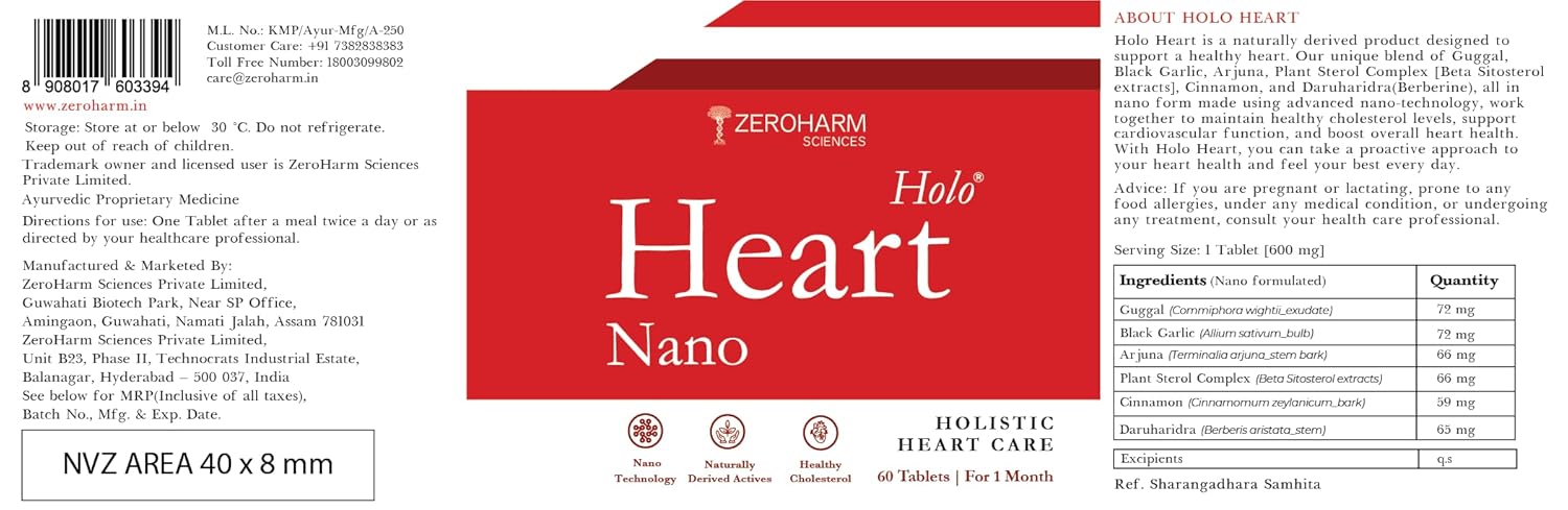 Zeroharm Holive Tablets | Plant -Acid | Male and female heart health supplements | Coronary prevents arterial disease. Lipid manages profiles. Prevents interruptions - 1 count, 60 capsules Zeroharm Holive Tablets | Plant -Acid | Male and female heart health supplements | Coronary prevents arterial disease. Lipid manages profiles. Prevents interruptions - 1 count, 60 capsules