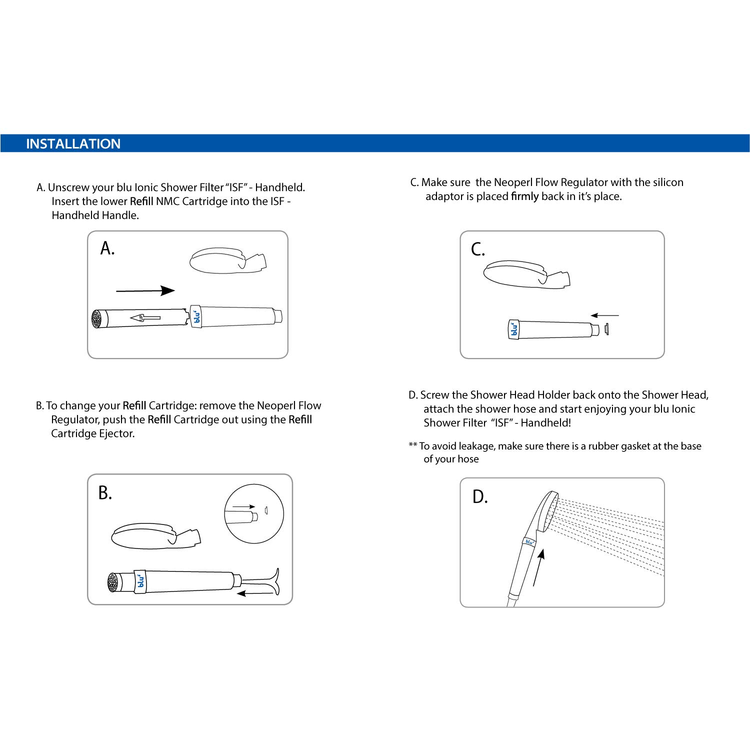 blu NMC Refill Cartridge for the blu Ionic Shower Filter Handheld 3