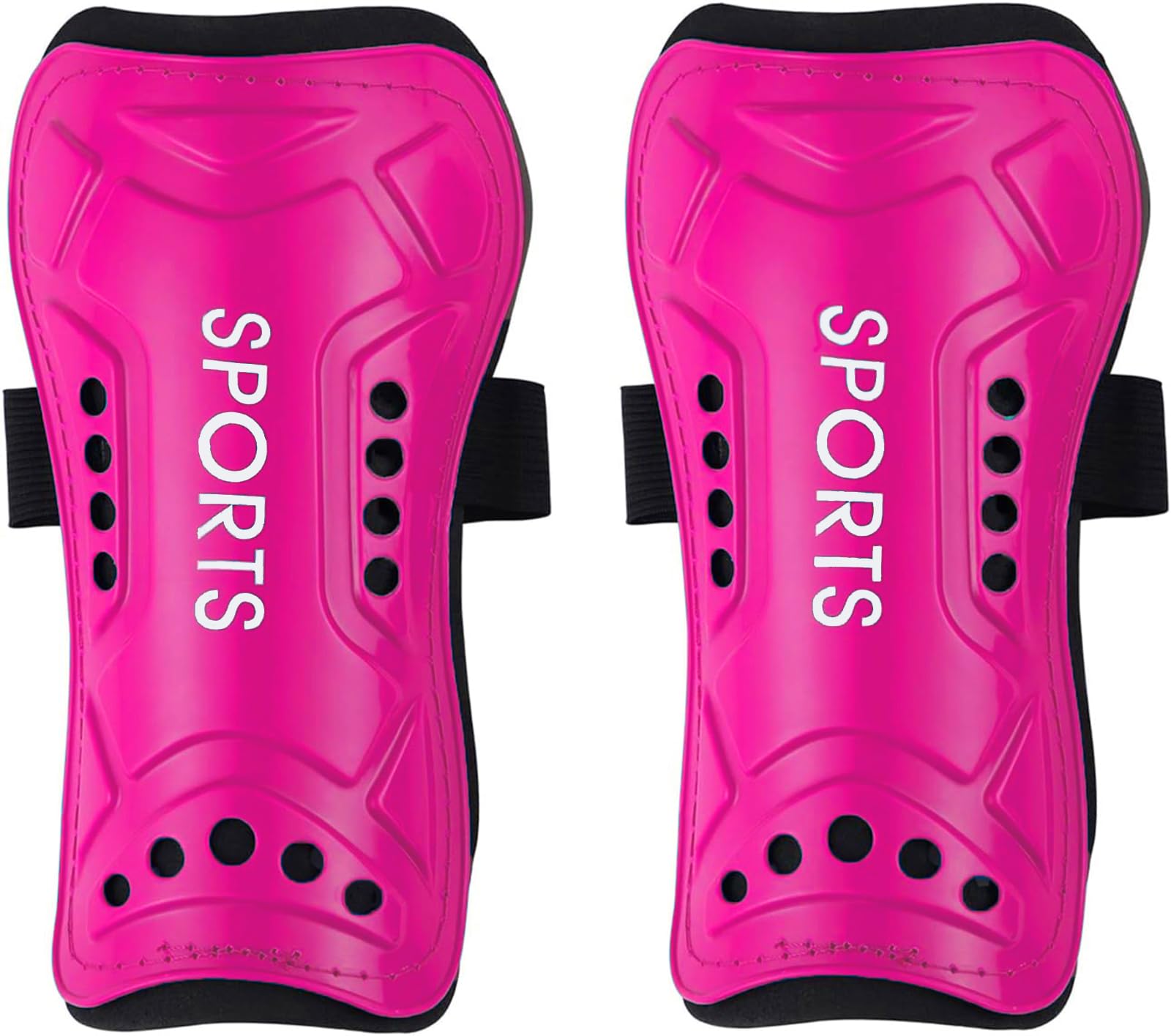 Football Shin Pads, Kids Youth Shin Guards Beginner Elite Athlete Perforated Breathable Shin Pad for Boys And Girls Football Games Leg Calf Protective Gear (6-15 years) (Rese Red)