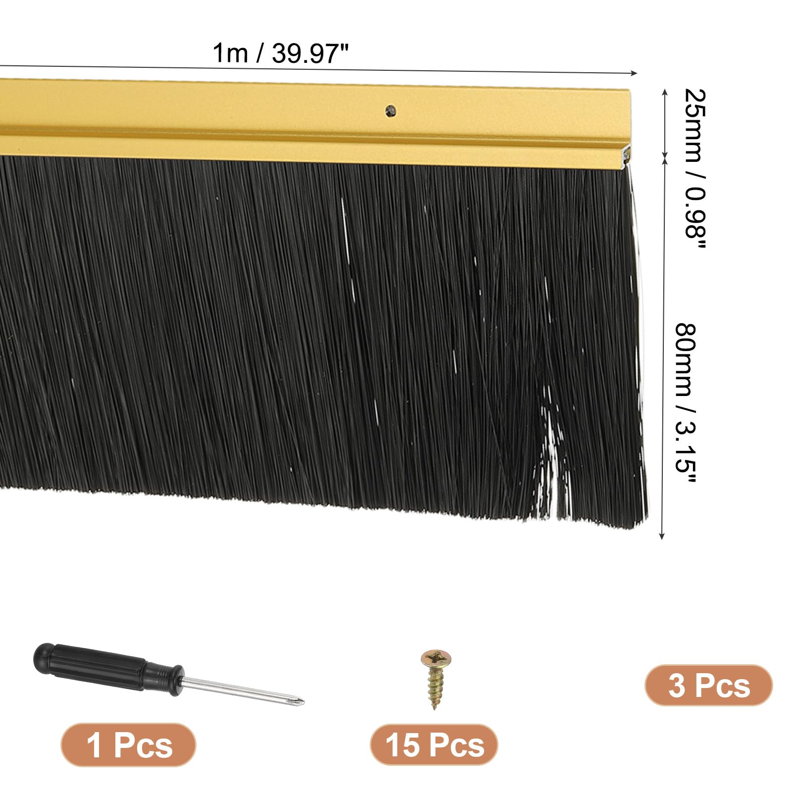 PATIKIL Door Brush Sweeps 3.15" Bristles x 39.37" Long - Image 2