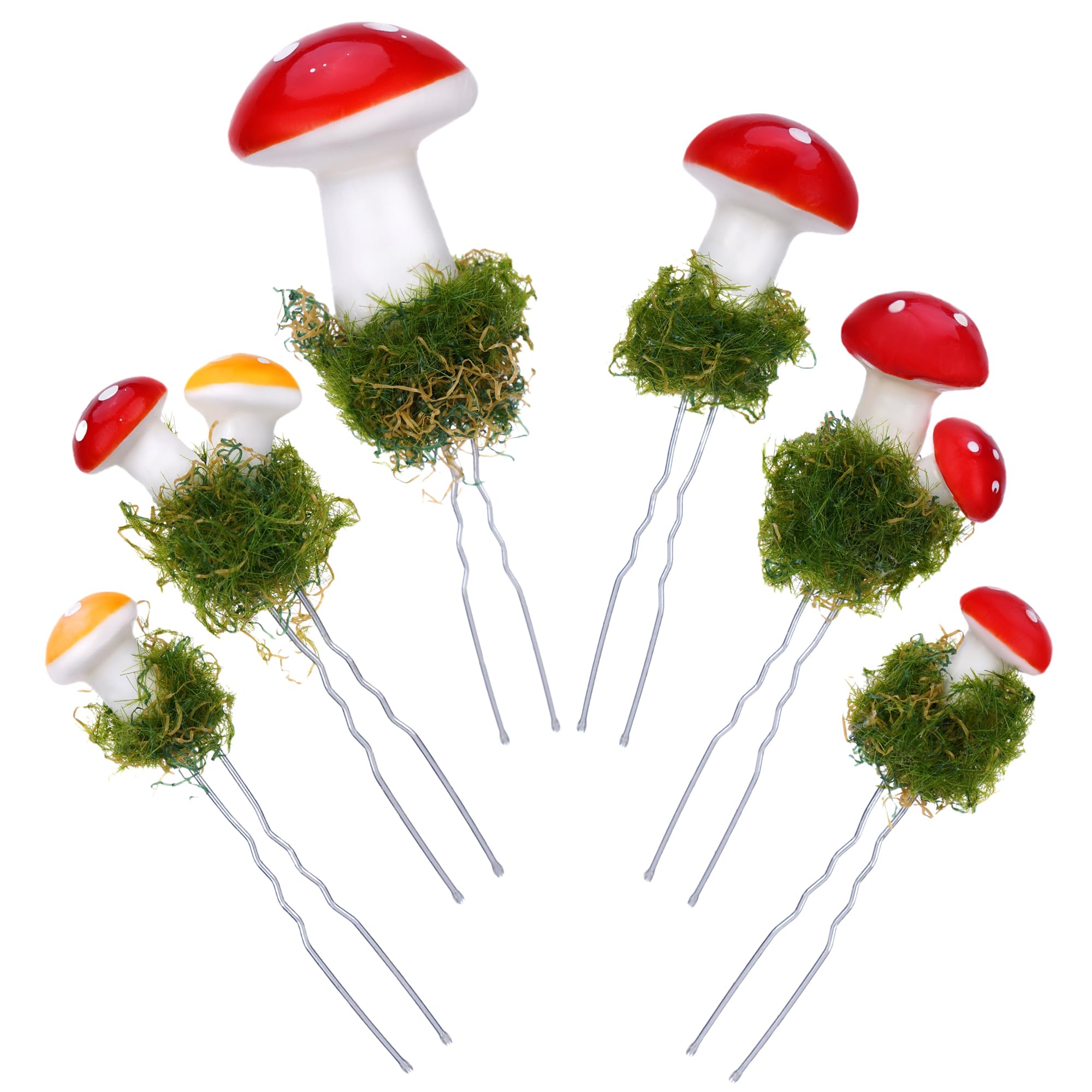 Mushroom Hair Pins for Women - 6 Pcs Fairy Flower Hairpins Set for Forest Wedding, Cute Woodland Mushroom Hair Accessories for Goblincore Aesthetic Renaissance Christmas Xmas Outfit Gift