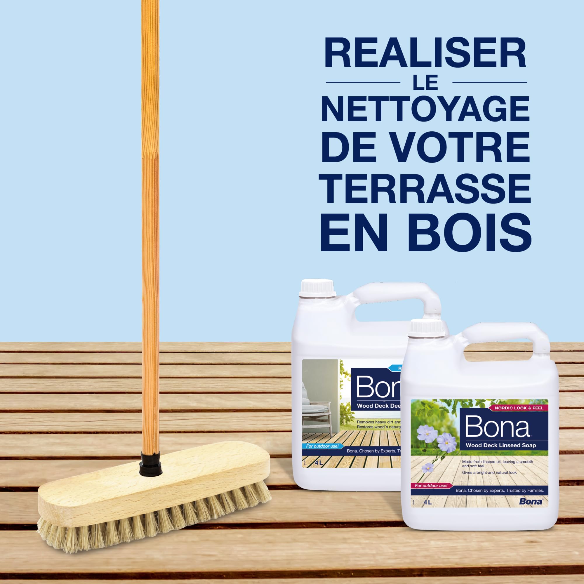 Savon à l’huile de lin Bona pour terrasses en bois