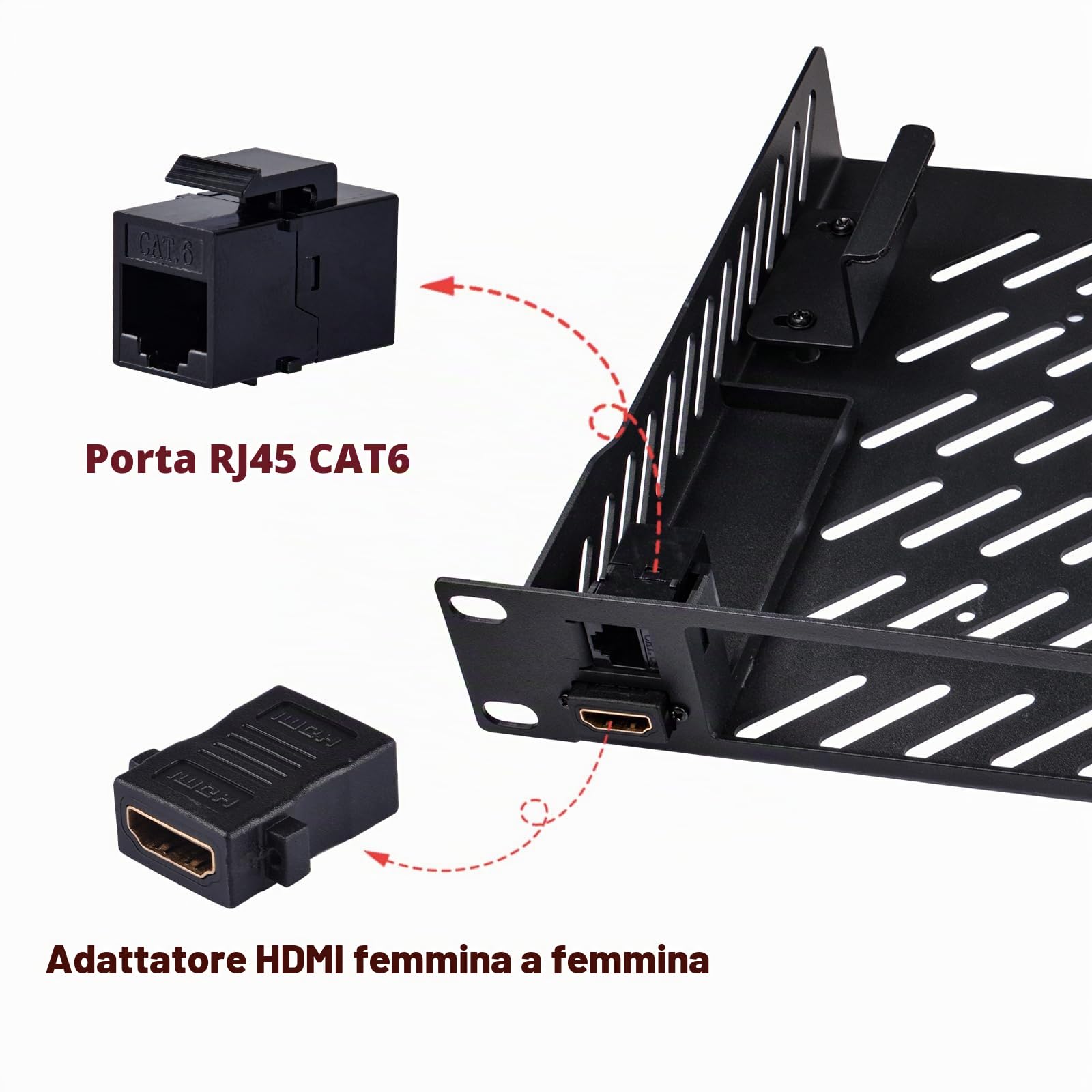 GeeekPi Mensola per mini PC rack da 10" 1U con porta RJ45 CAT6 e porta HDMI per DeskPi RackMate T1/T0