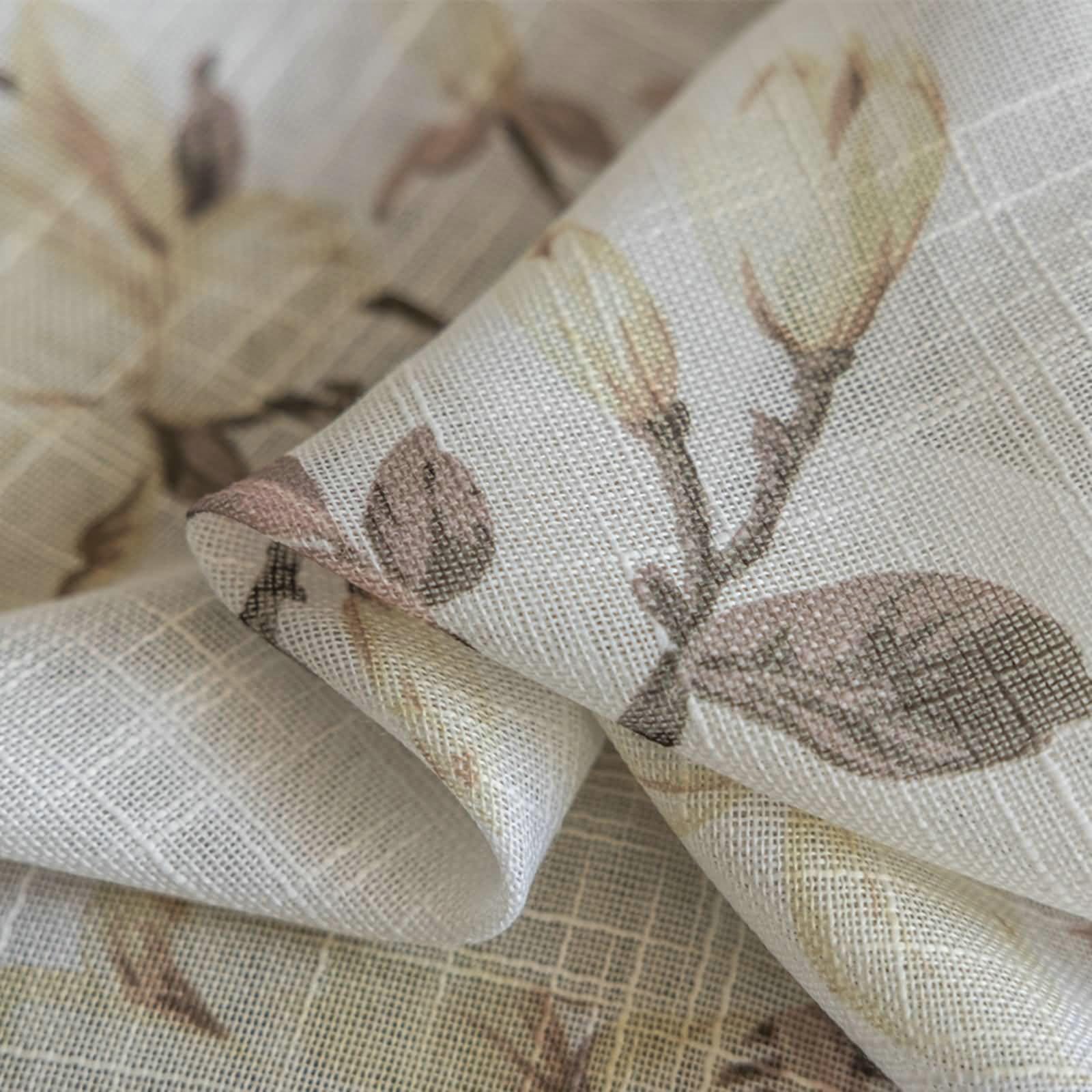 Tenda semitrasparente beige 137,2 cm di lunghezza, 2 pannelli, con tasca per asta, con stampa floreale, per camera da letto e soggiorno, ogni pannello 101,6 cm di larghezza x 137,2 cm di