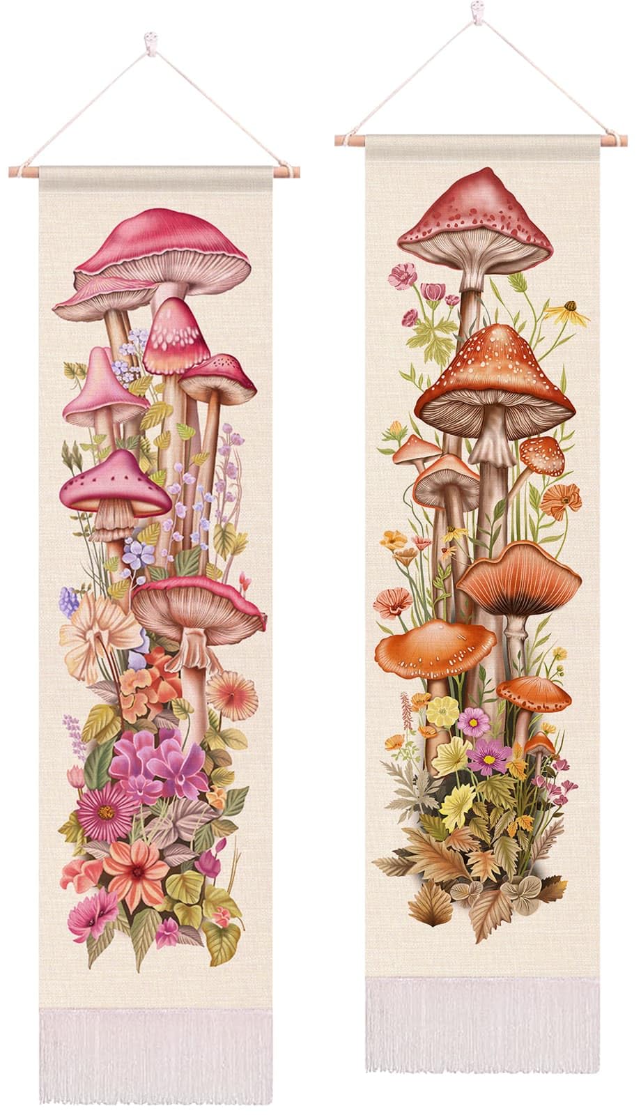 ARTCREATOR Pack of 2 Sun Moon Wall Bedroom Decor, Moon Phase Tapestry Stars Space Psychedelic Tapestry Bohemian Vertical Wall Hanging for Room