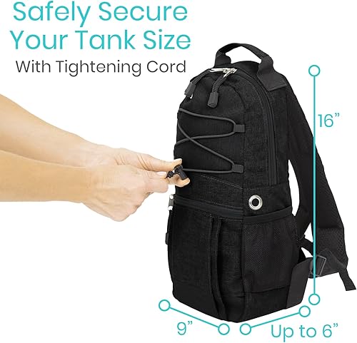 Miniatura 5 de Vive Bolsa de soporte para tanque de oxígeno, mochila cilíndrica portátil para silla de ruedas y andador, bolsa de accesorios de transporte