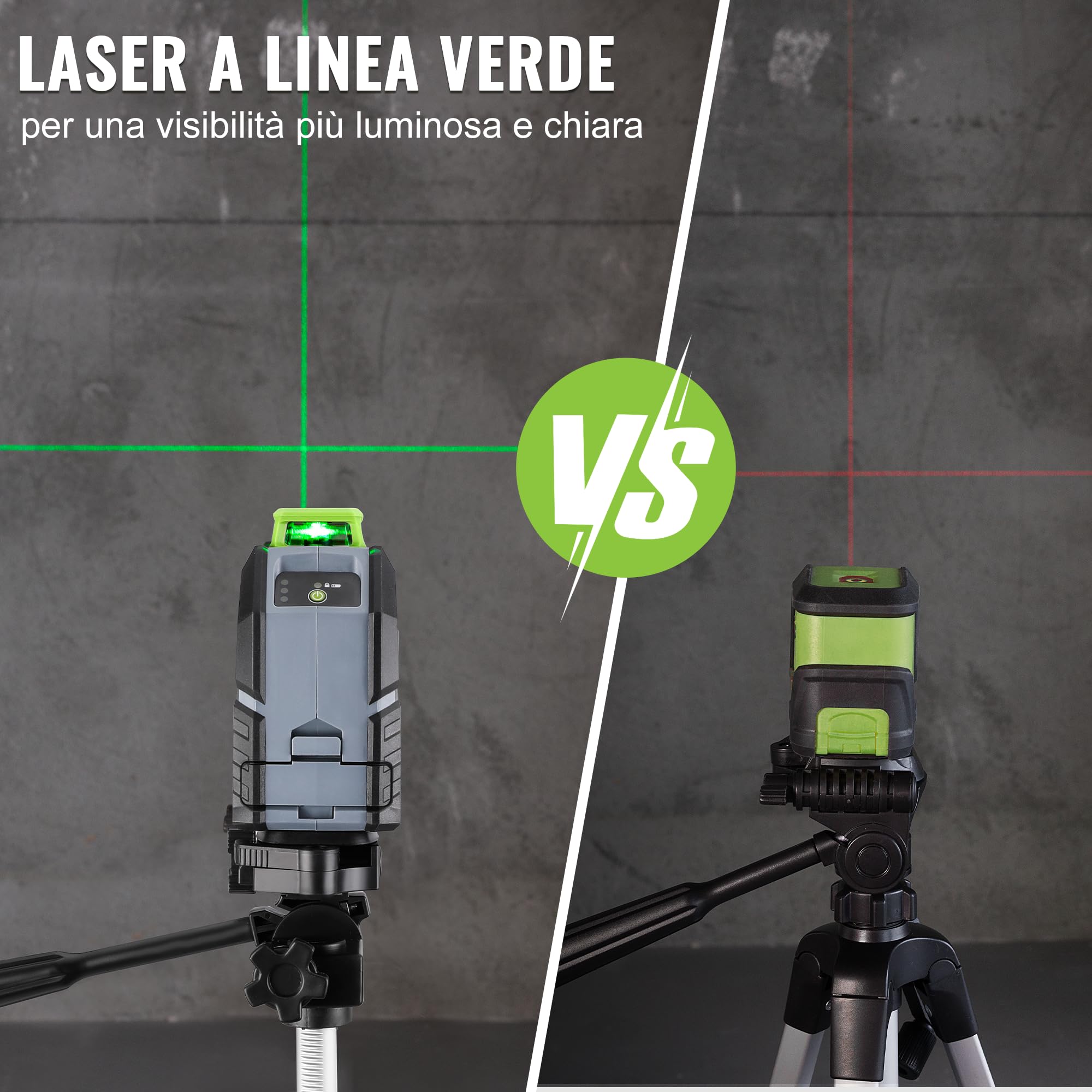 WORKPRO livella laser autolivellante 360°Con treppiede, 30M livello laser con linee verdi orizzontali a 360° e vertical, Piastra obiettivo, occhiali verdi per la costruzione di piastrelle a soffitto