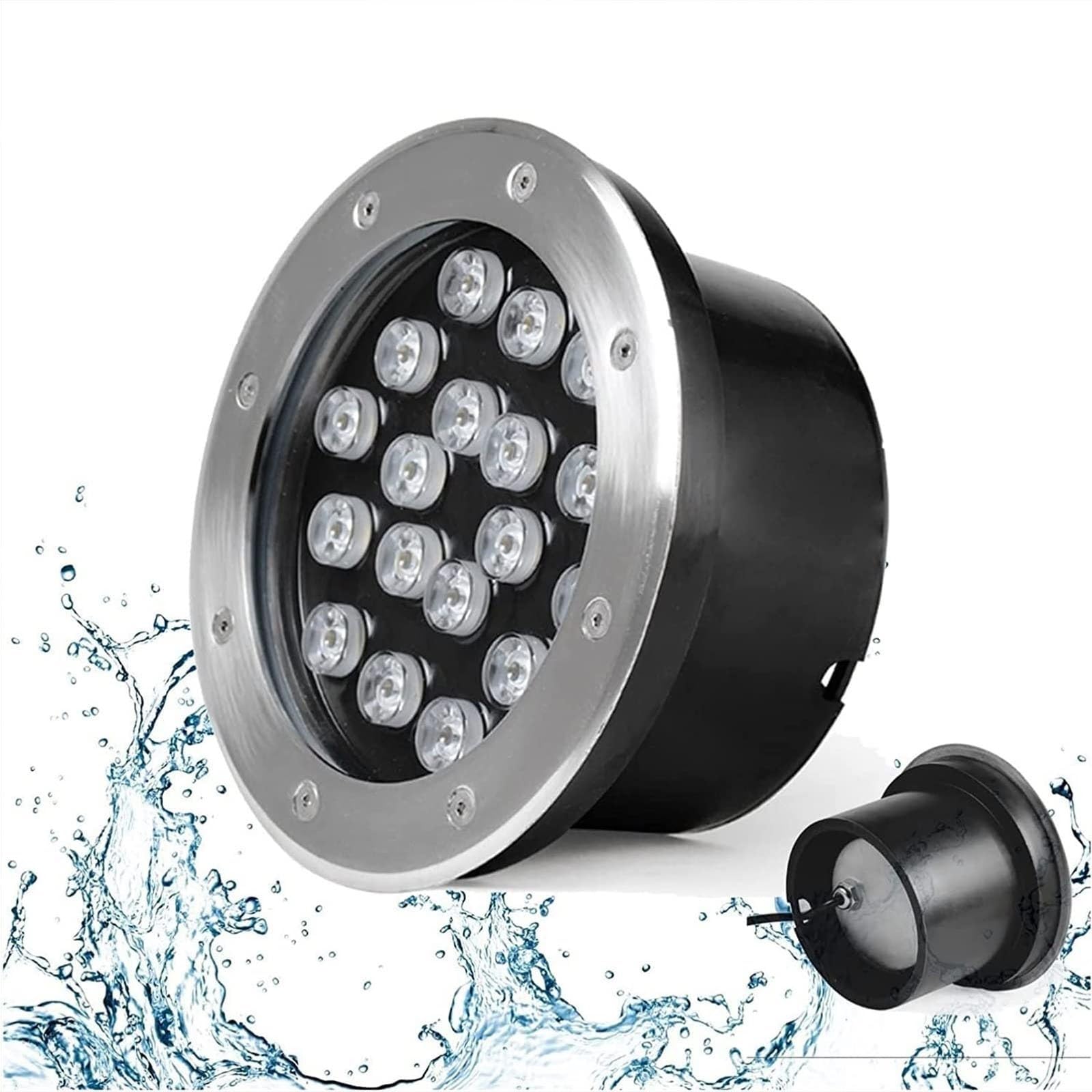 Luci A LED Subacquee per Laghetto per Esterni Giardino Feste Fontana 12W Faretto Rotondo da Incasso 24V Ip68 Verde