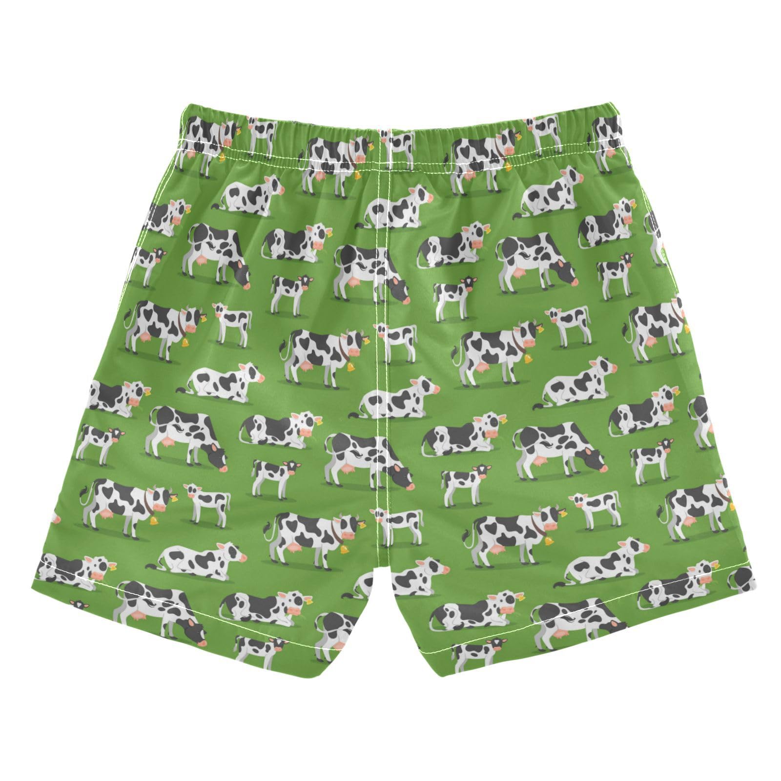 Wusikd Cartoon Cows Boys Swim Trunks Summer Drawstring Toddler Green Swim Board Shorts Boys Bathing Suit Beach Vacation 3T