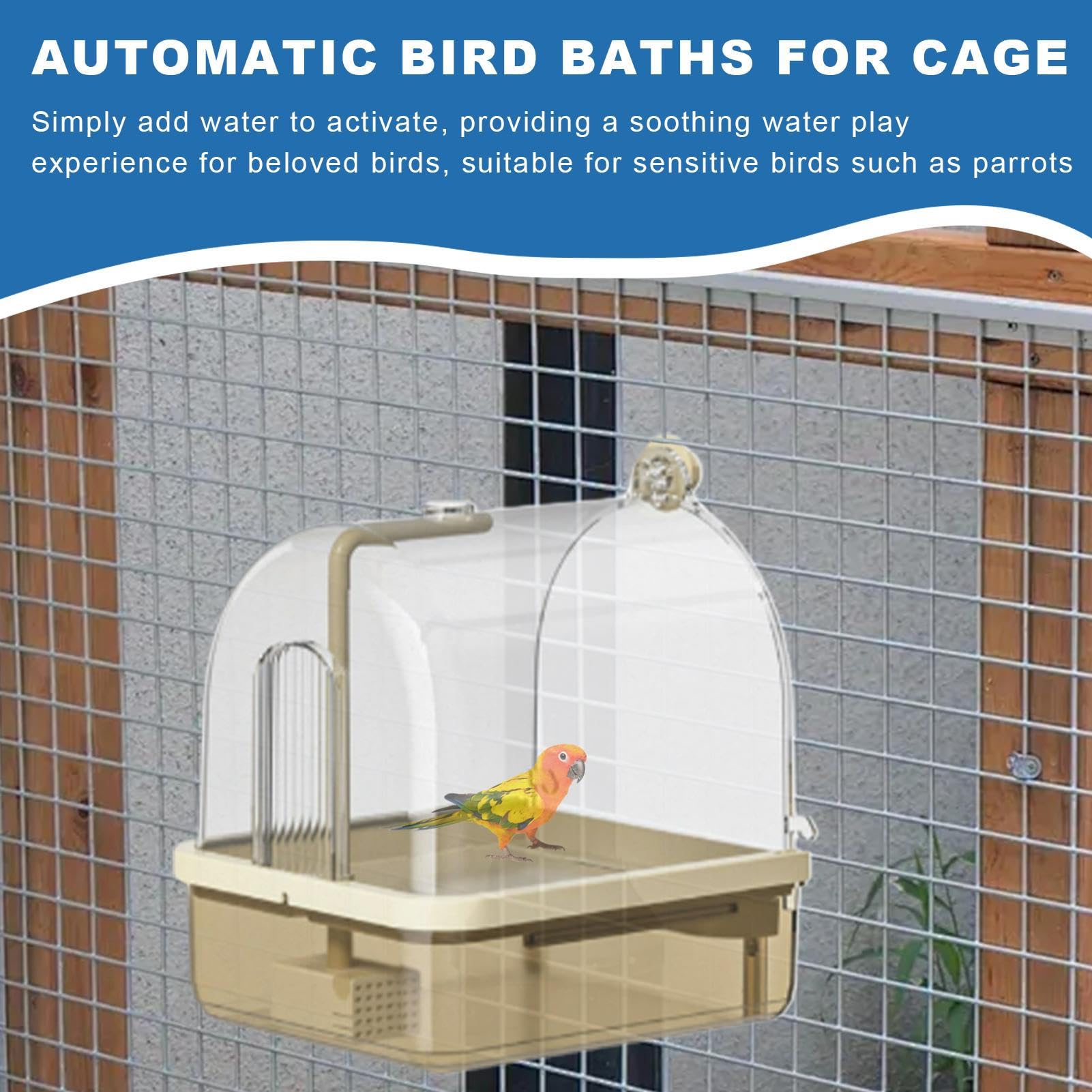 Bañera para Jaulas de Aves Bañera Automática Con Soporte Y Juegos | Baño Para Periquitos De Jaula Adecuado en Aviario Interior, Cría, Viajes, Exhibiciones y Espectáculos
