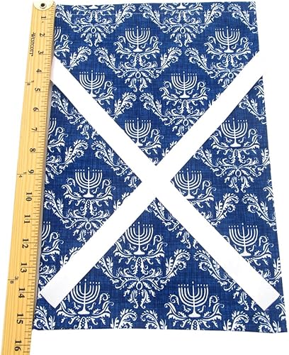 Miniatura 5 de VZWraps Bolsa de regalo reutilizable de Hanukkah (estándar de 10 pulgadas de ancho por 15 pulgadas de alto, azul y blanco)