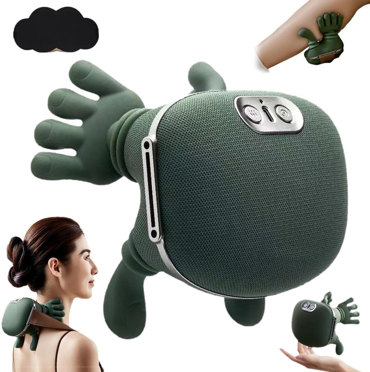 2-Handed Deep Tissue Massager – Dual-Head Wireless Neck & Shoulder Kneading Machine with Adjustable Speeds for Body Relaxation